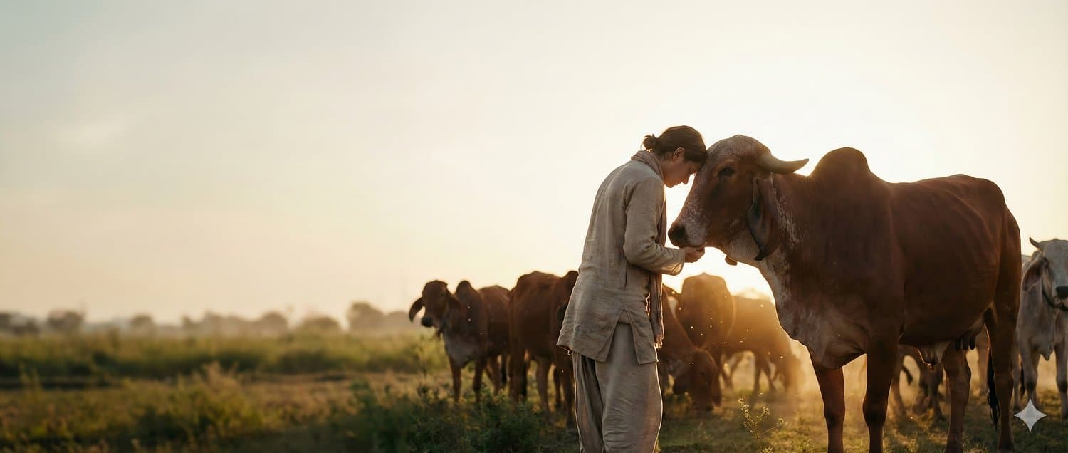 Our founder with the cows